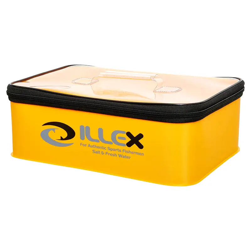 Illex Safe Bag L Yellow Zubehörtasche 36.5x26x12.5cm mit durchsichtigem Deckel für Angelzubehör_17447