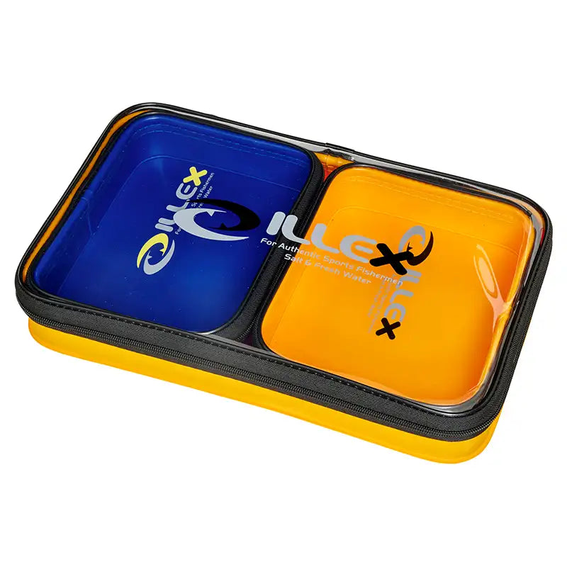 Illex Safe Bag Slim L Yellow geöffnet zeigt durchsichtigen Deckel und Illex Logo große Variante